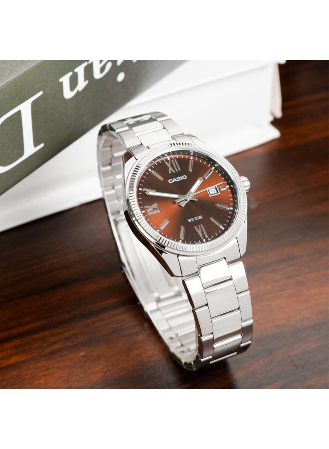 Casio Analog Quartz Brown Dial Stainless Steel Couple Watch MTP/LTP-1302D-5AVDF - Image 4